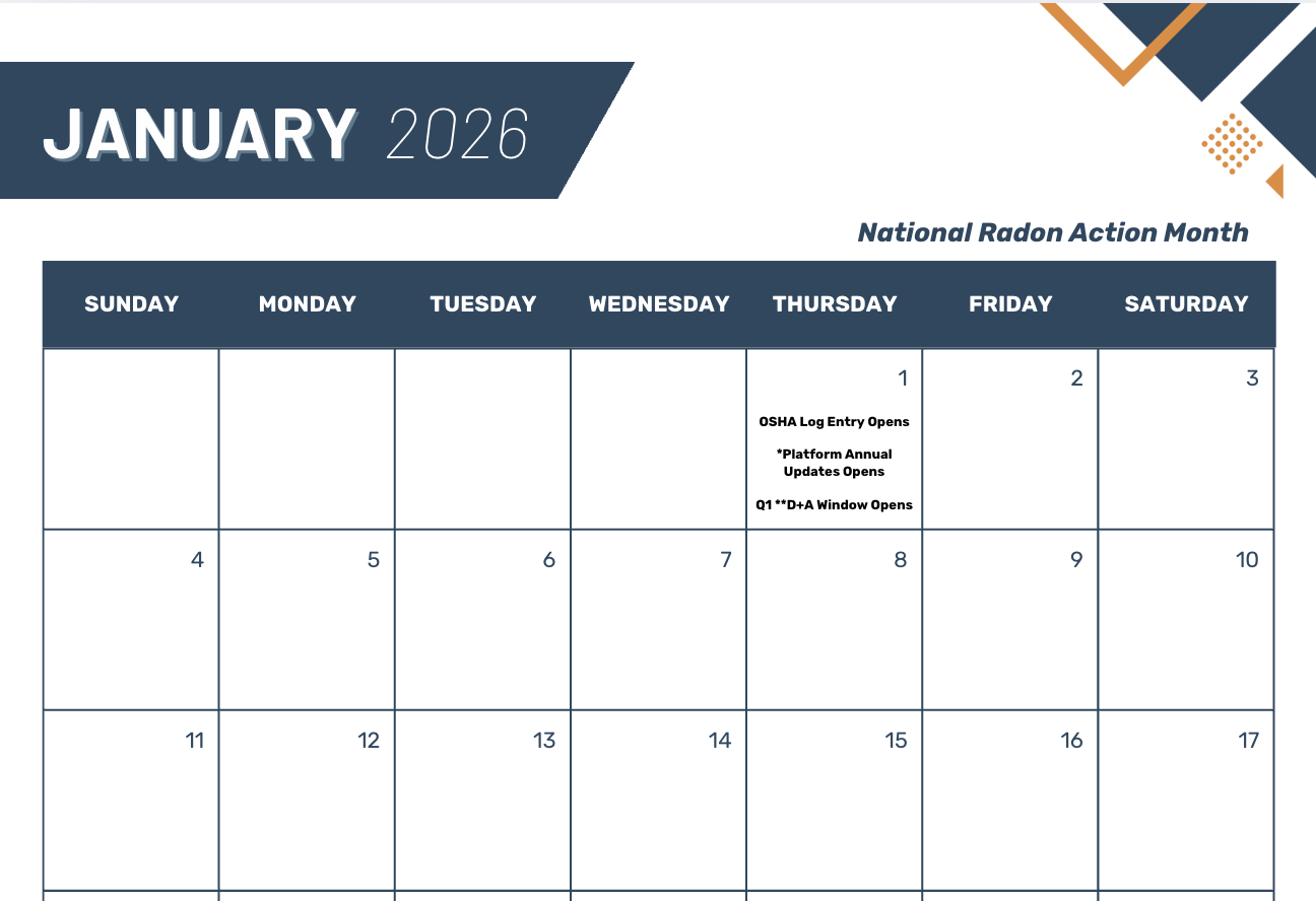 January 2026 Safety Calendar